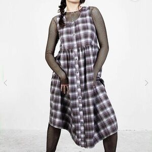 Disturbia Agnes Plaid Sleeveless Jumper 6 Pinafore Dress Goth Indie Retro Button